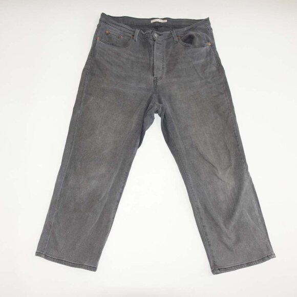 Levi's Women's Ribcage Straight Ankle Jeans Size 16W Gray High Rise Button Fly - Picture 1 of 8